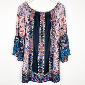Flying Tomato boho paisley bell sleeve shift dress